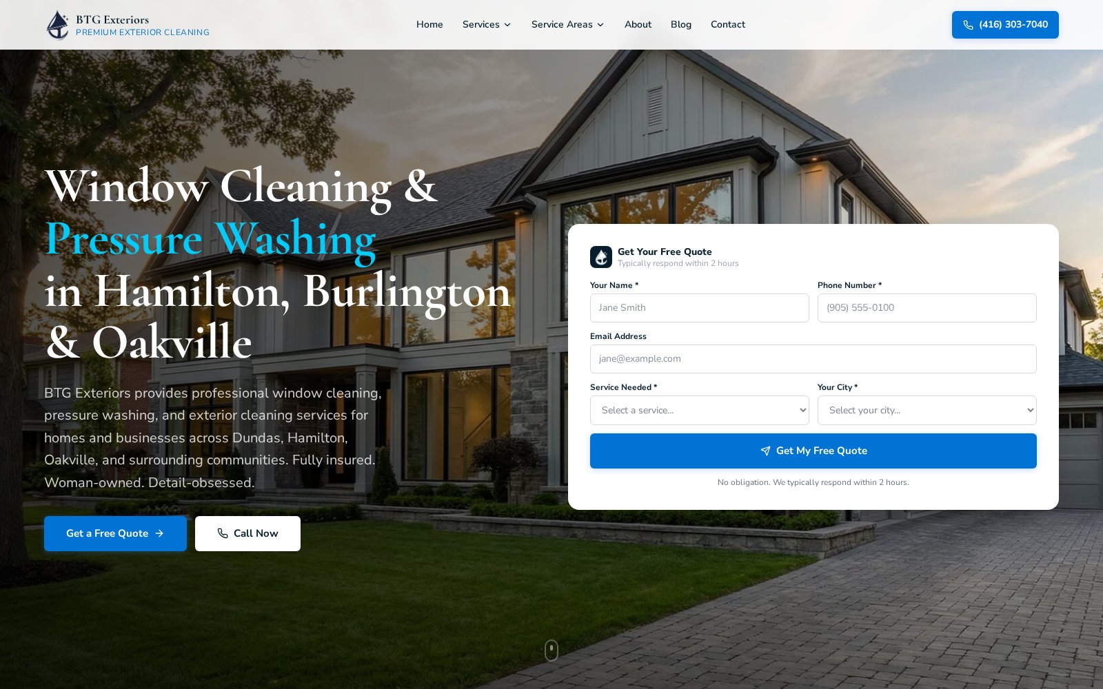 BTG Exteriors website